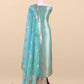 Sky Blue Designer Pure Brocade Silk Kurta and Organza Dupatta