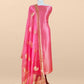 Pink Designer Pure Brocade Silk Kurta and Organza Dupatta