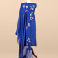 Royal blue Pure Mulmul Suit Fabric With Appliqué Work