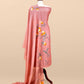 Blush Peach Pure Mulmul Suit Fabric With Appliqué Work