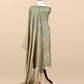 Mehndi Green Pure Mulmul Suit Fabric With Applique Work