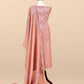 Peach Pure Mul Unstitched Suit With French Thread Embroider