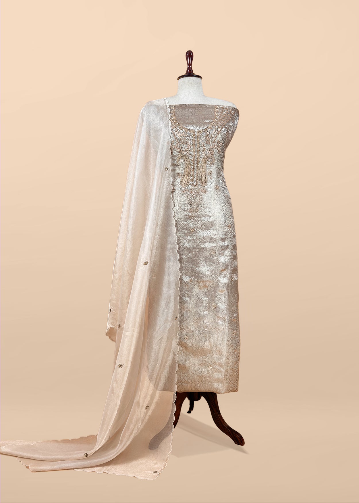 Bridesmaid Edit Brocade Varanasi Tissue Silk Suit Fabric With Handwork