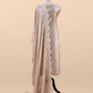 Off White Embroidered Unstitched Mulmul Suit With Scalloped Border