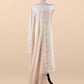 Off White Embroidered Unstitched Mulmul Suit With Scalloped Border