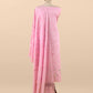 Pink Pure Mulmul Suit Fabric With Floral Resham Embroidery