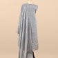 Grey Pure Mulmul Suit Fabric With Floral Resham Embroidery