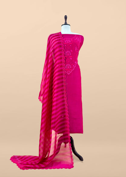 Summer wear mulmul unstitched suit with dupatta

