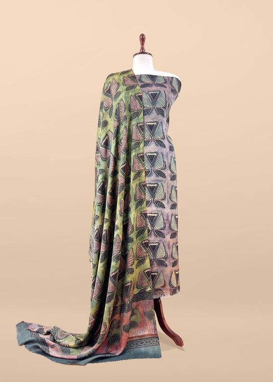 Pink And Yellow Nashpal Ajrakh Suits in Purest Modal by Tussar Fabric