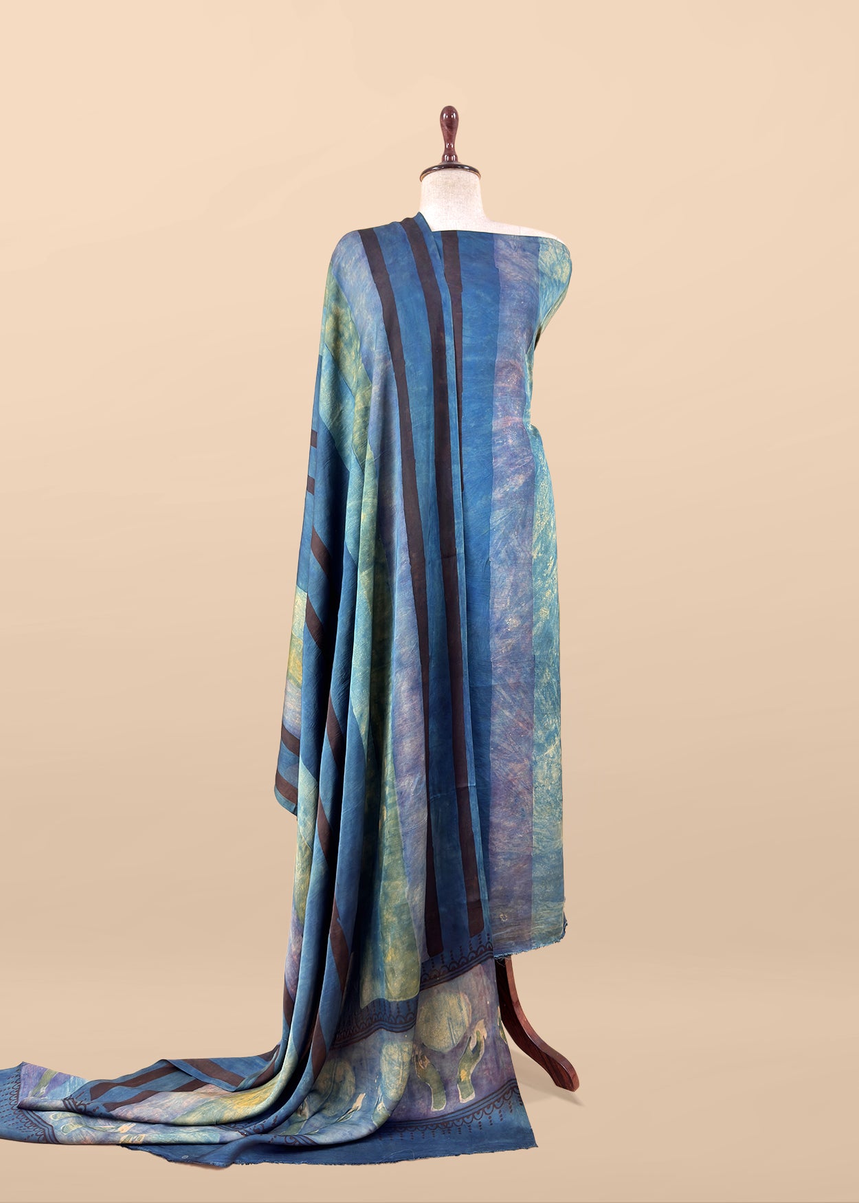 Blue Nashpal Ajrakh Suits in Purest Modal by Tussar Fabric