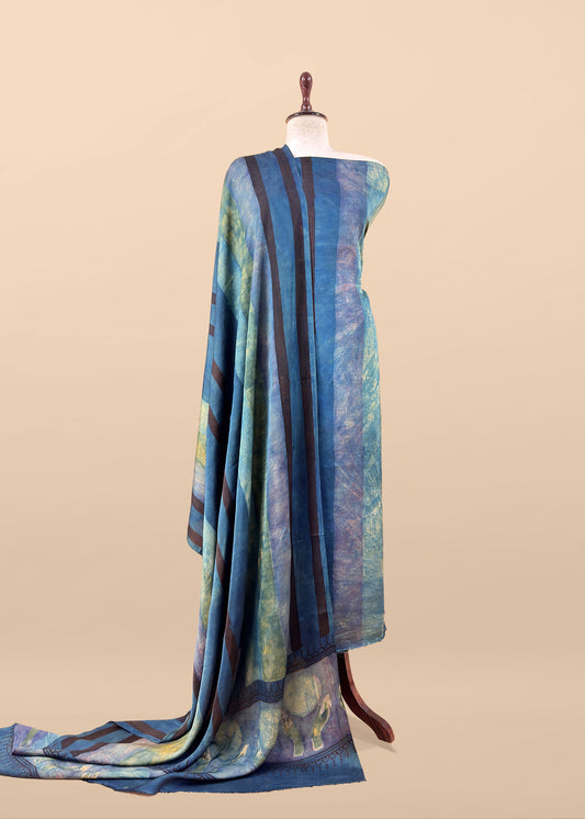 Blue Nashpal Ajrakh Suits in Purest Modal by Tussar Fabric