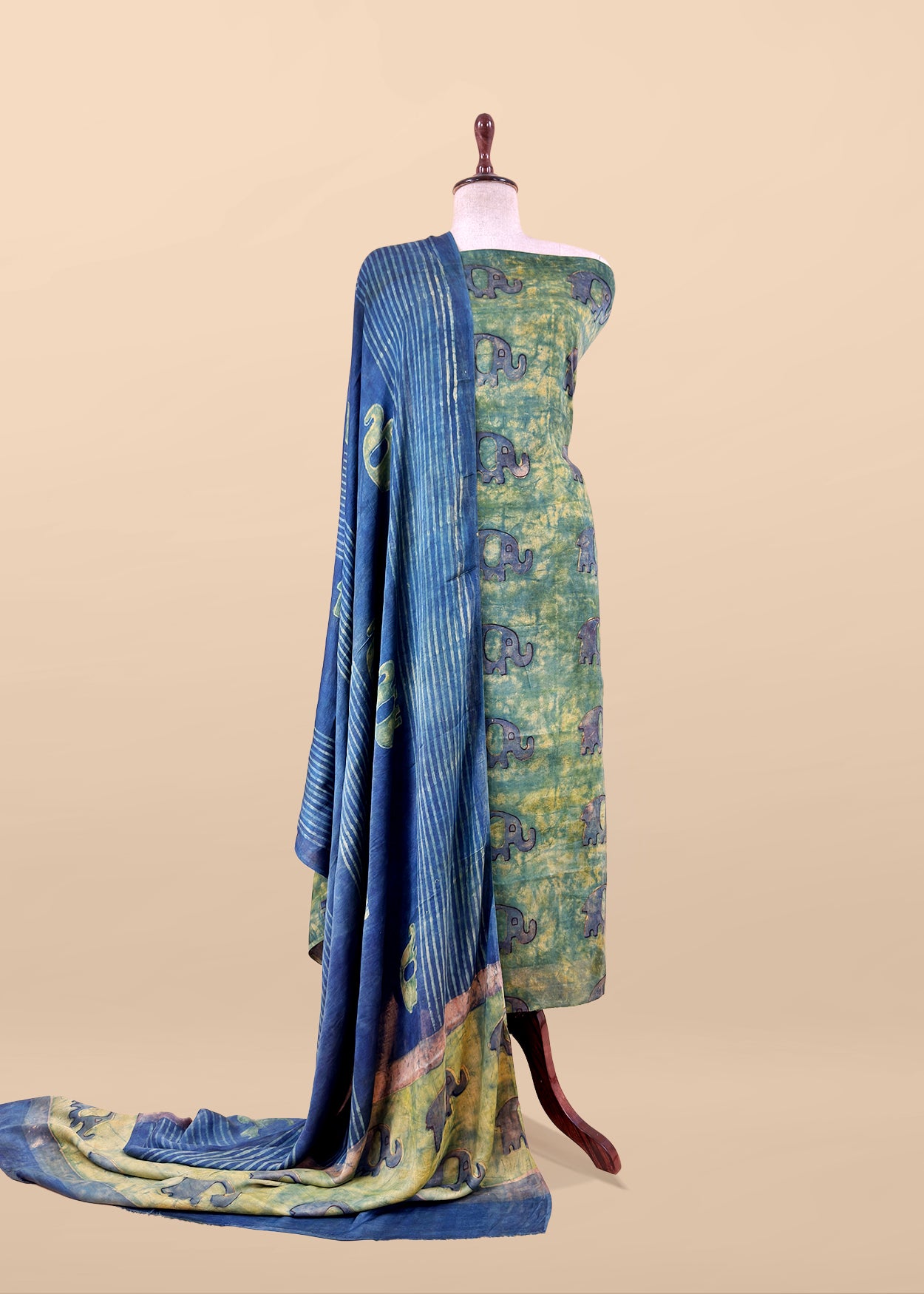Yellow With Blue Nashpal Ajrakh Suits in Purest Modal by Tussar Fabric