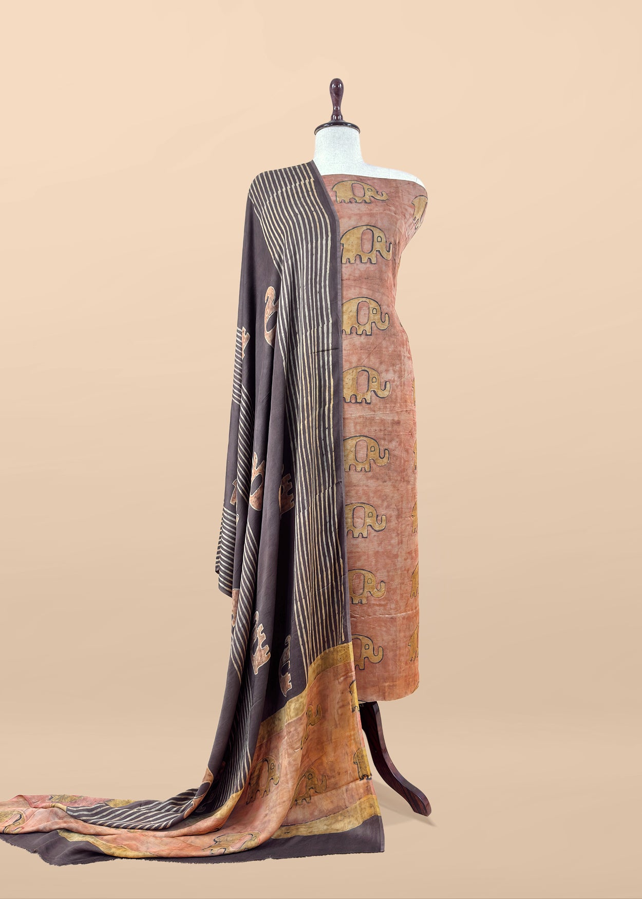 Peach Nashpal Ajrakh Suits in Purest Modal by Tussar Fabric