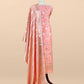 Peach Banarsi Silk Suit With Floral Zari Weaving