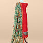 Green Pure Maheshwari Unstitched Suits With Kalamkari Dupatta