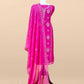 Pink Handloom Mul Chanderi Suit With Gold Pitta Hand Work And Embroidery
