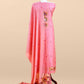 Pink Linen Chanderi Suit With Cow Pichwai Jamdani Weaving
