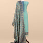 Turquoise Linen Chanderi Suit With Floral Jamdani Weaving