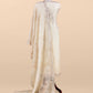 Off White Pure Mulmul Suit With Organza Dupatta