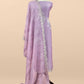 Lavender Pure Mulmul Suit With Organza Dupatta