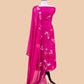 Pink Pure Mulmul Suit Fabric With Appliqué Work