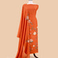 Orange Pure Mulmul Suit Fabric With Appliqué Work