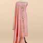 Peach Handloom Mulmul Unstitched Suit With Birds Hand Work