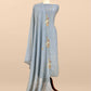 Ice Blue Handloom Mulmul Unstitched Suit With Birds Hand Work