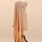 Soft Brown Handloom Mulmul Unstitched Suit Fabric With Handwork