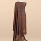 Walnut Brown Handloom Linen Suit Fabric With Jamdani Weaving