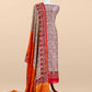 Red Paisley Block Print Pure Maheshwari Silk Unstitched Suit