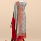 Orange Paisley Block Print Pure Maheshwari Silk Unstitched Suit