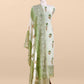 Green Pure Mulmul Unstitched Suit Fabric With Floral Print