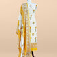 Yellow Pure Mulmul Unstitched Suit Fabric With Floral Print