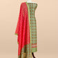 Jade Green Hand-Block Print Pure Maheshwari Silk Suit With Bandhani Dupatta