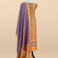 Yellow Hand-Block Print Pure Maheshwari Silk Suit With Bandhani Dupatta