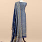 Blue Pure Maheshwari Silk Unstitched Suit Fabric With Jaipuri Ajrakh Print