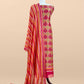 Red Pure Maheshwari Silk Suit In Hand-Block Print With Dupatta
