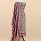 Brown Pure Maheshwari Silk Suit In Hand-Block Print With Dupatta