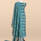 Blue Pure Maheshwari Silk Suit In Hand-Block Print With Dupatta