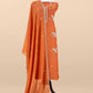 Burnt Sienna Handloom Mul Unstitched Suit Fabric With Handwork