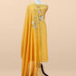 Yellow Pure Mulmul Suit Fabric With Appliqué Work