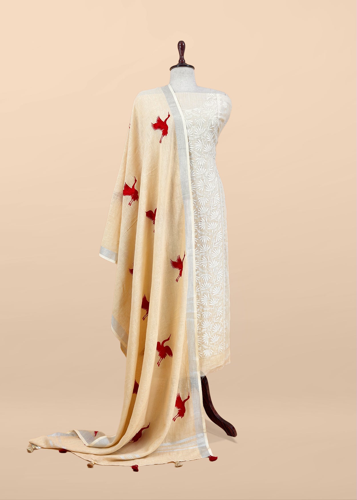 Butter Yellow Pure Unstitched Linen Suit With Dupatta