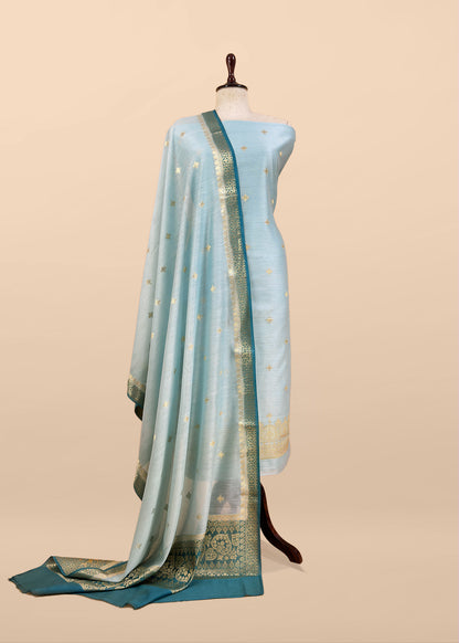 Pure banarasi silk unstitched suit with dupatta

