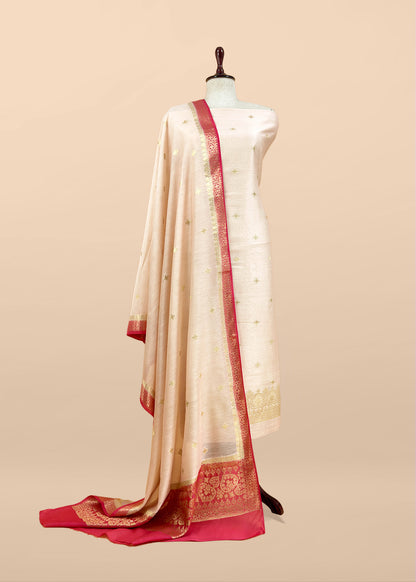 Banarasi silk unstitched suit with dupatta

