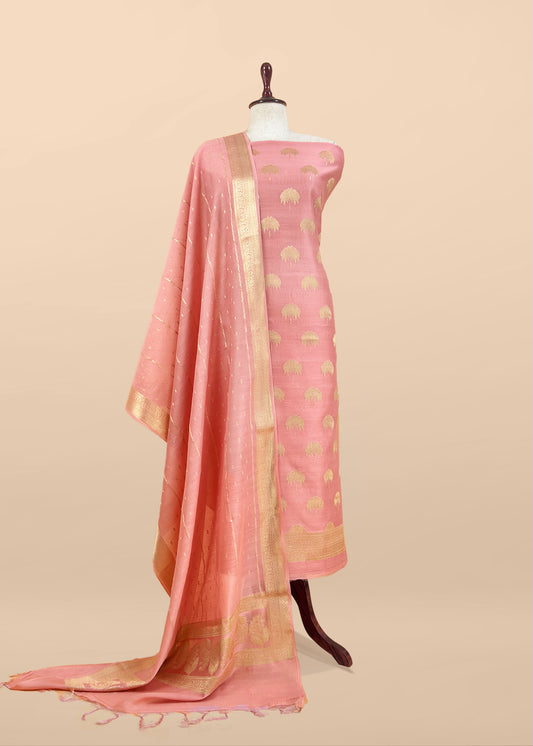 Pure banarasi silk unstitched suit with dupatta


