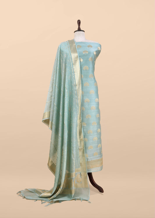 Pure banarasi silk unstitched suit with dupatta

