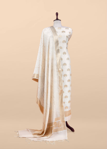 Pure banarasi silk unstitched suit with dupatta

