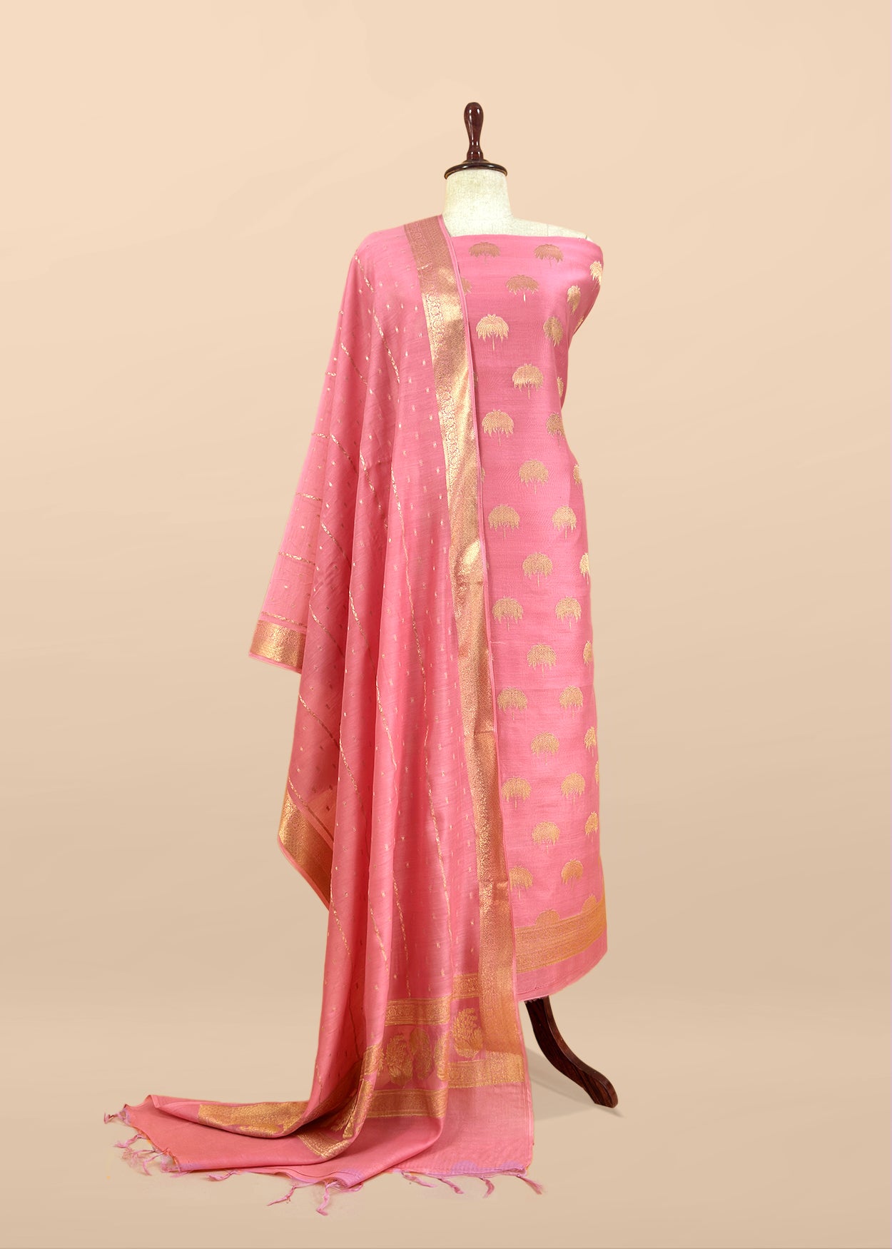 Pure banarasi silk unstitched suit with dupatta

