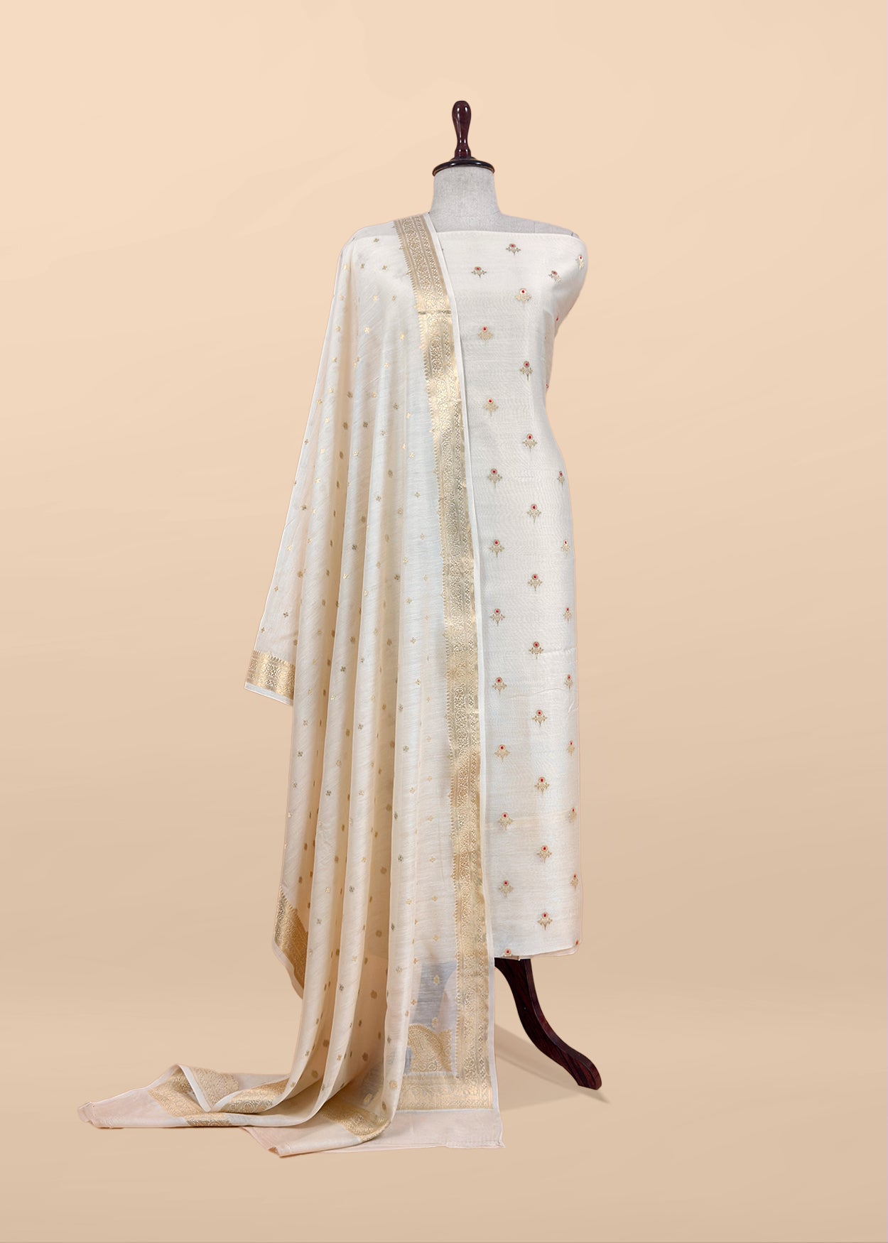 Pure banarasi silk unstitched suit with dupatta

